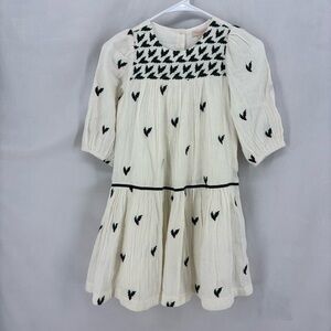 Pink Chicken Girls Holly Embroidered Dress Cream Holiday Long Sleeve 8 christmas